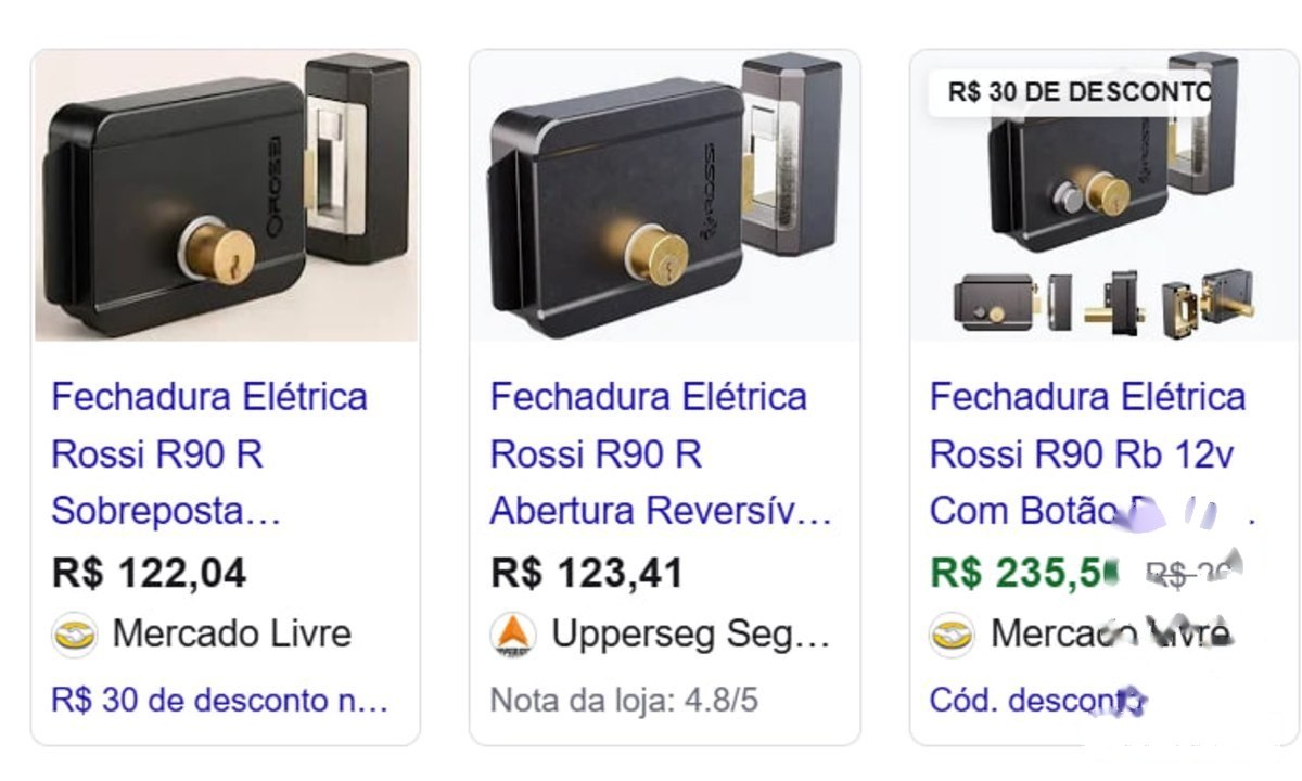 ⚠️ Fechadura Elétrica Rossi R90 R Sobreposta Reversível Cor Preto