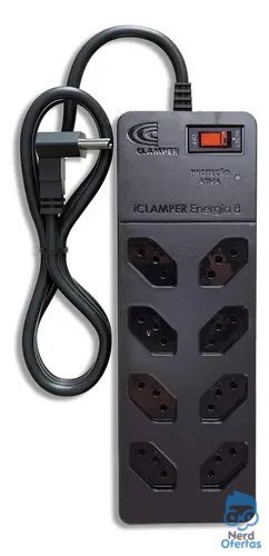 ➡️ Filtro de Linha com Protetor de Surto DPS iCLAMPER Energia 8 Tomadas 3 Pinos 10 Amperes c...