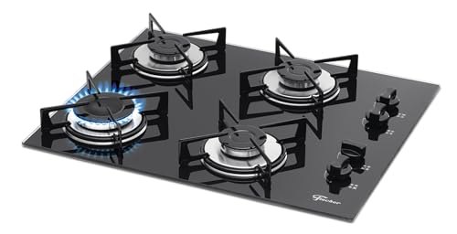 Fischer Cooktop Gás 4 Bocas Mesa Vidro Preta Bivolt 1519-5713