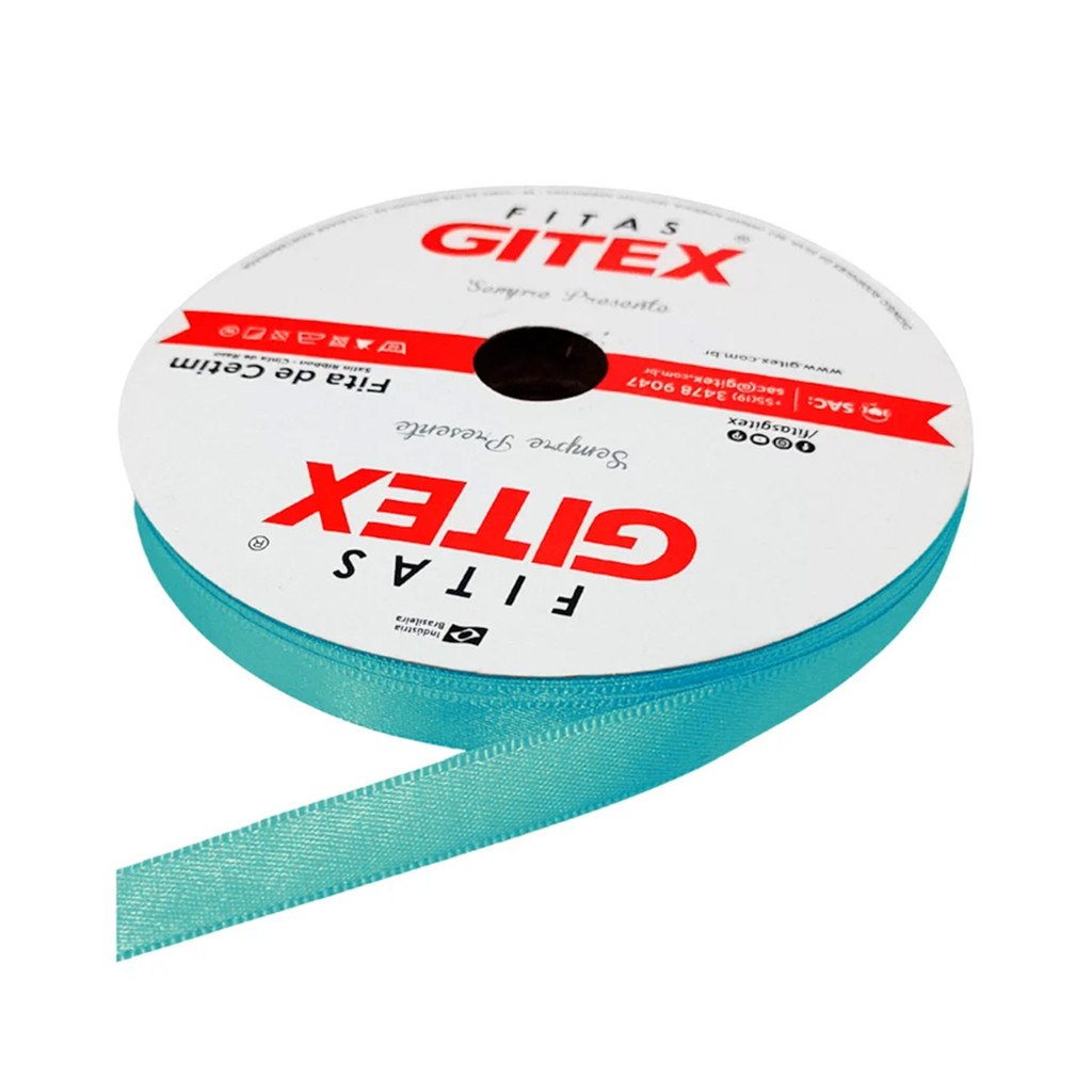 Fita Cetim Nº2 10mm Rolo com 50 Metros Gitex Presentes Decoração Enfeites