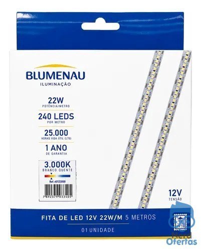 ⚠️ Fita Led 12v Blumenau 22w 3000k Luz Amarela Rolo De 5m
