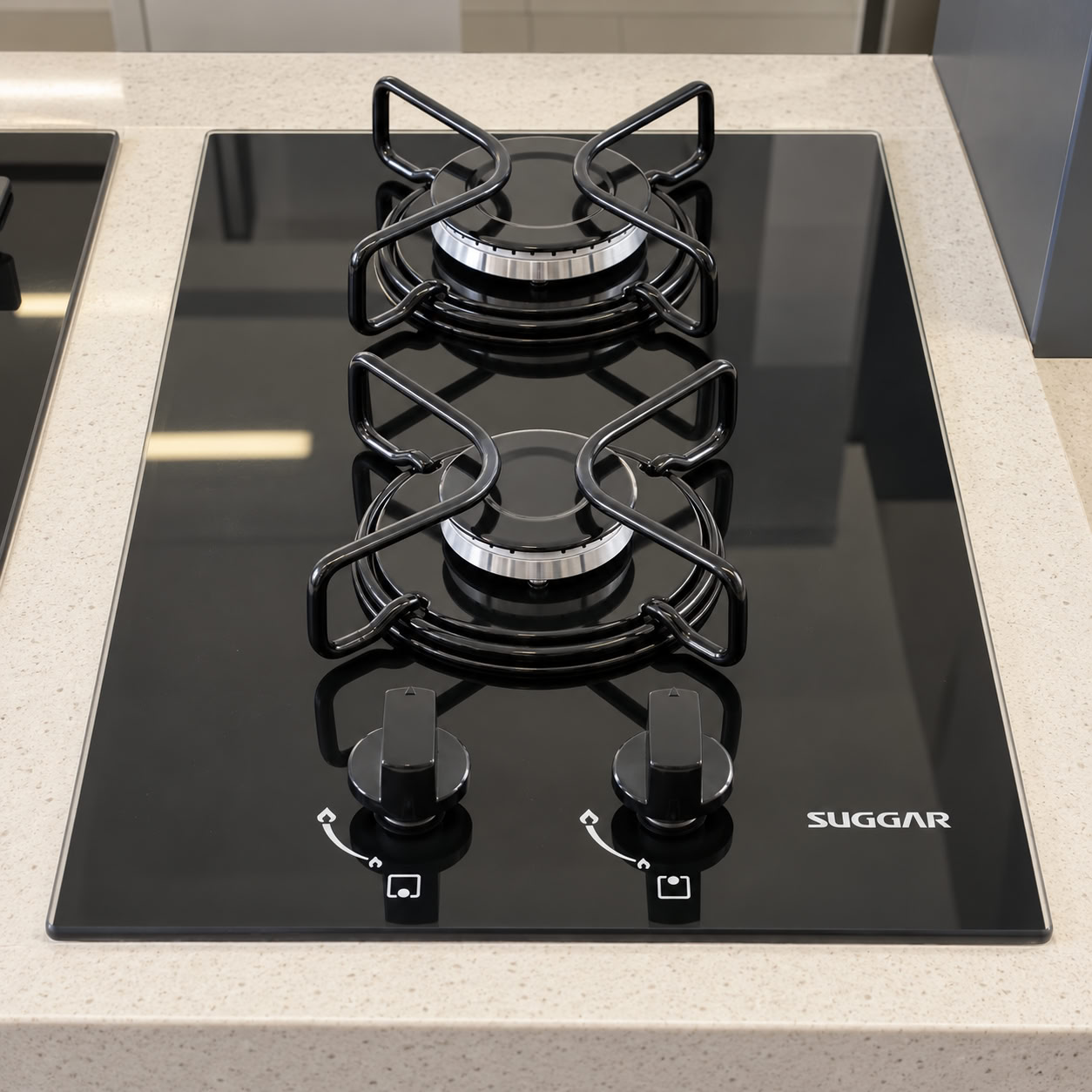 Fogão De Mesa Cooktop 2 Bocas Vidro Preto À Gás Suggar Fg200 Preto