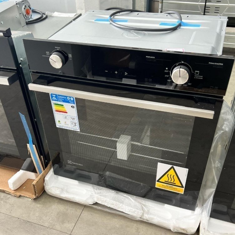 Forno de convecção a gás preto embutido Electrolux 80l OE8GH