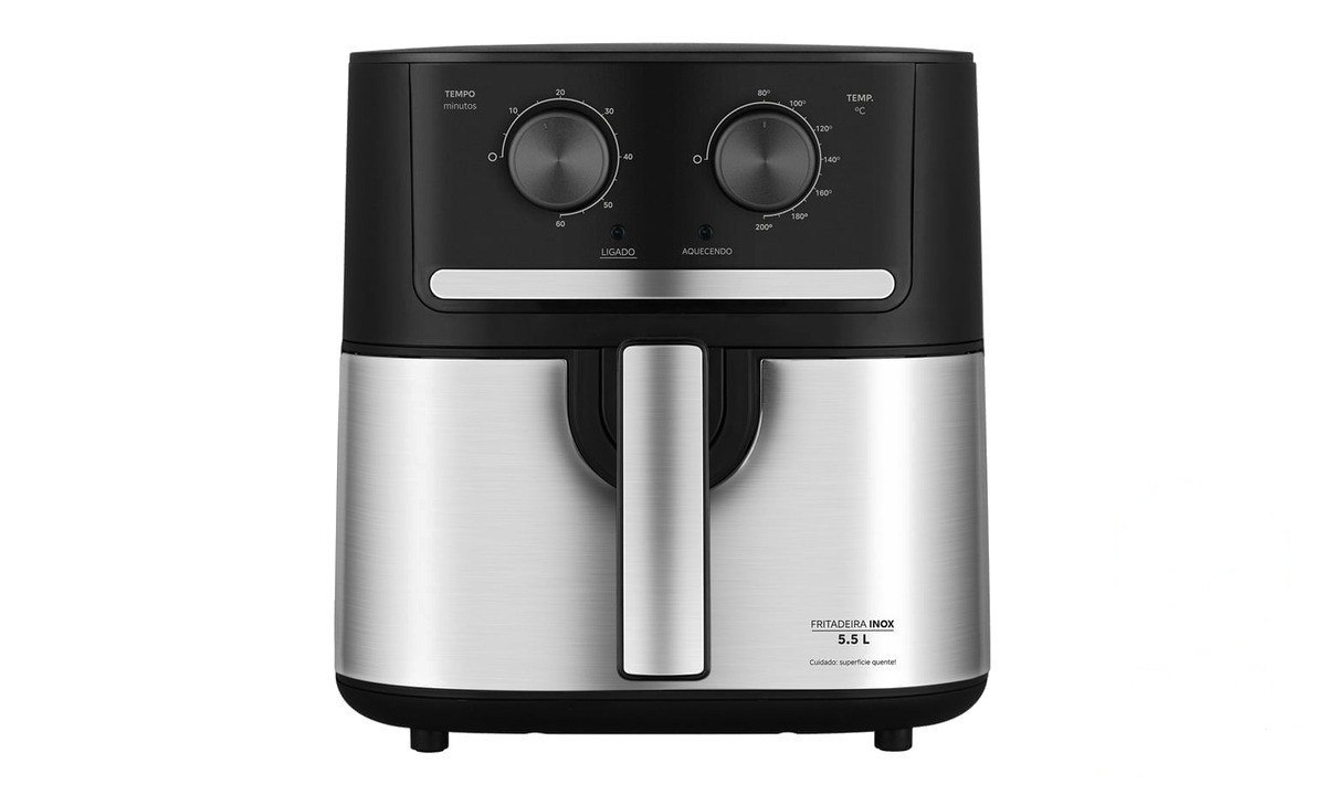 ➡️ FRITADEIRA AIR FRYER 5,5L CYCLONE PRETO E INOX MIDEA