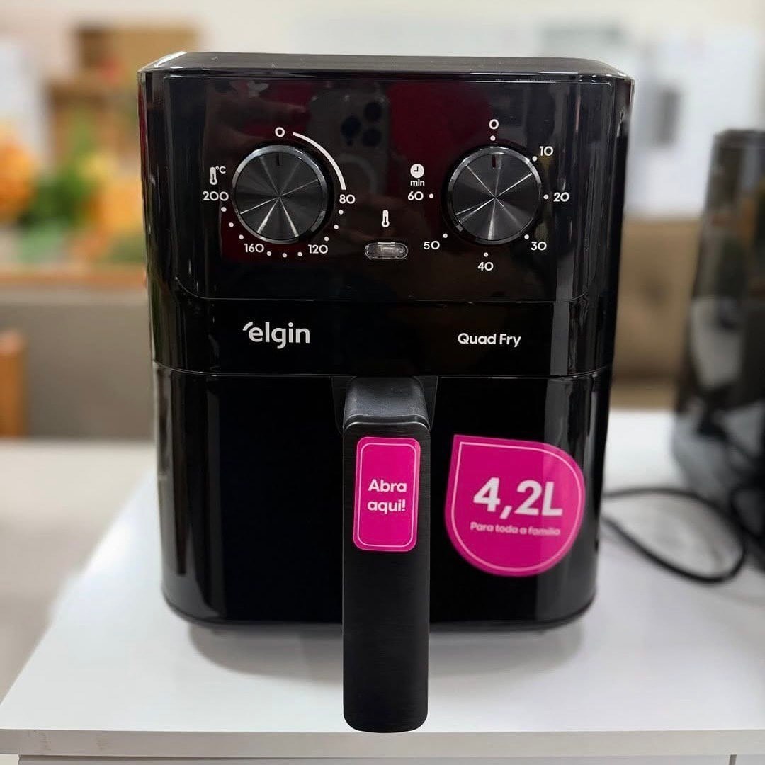Fritadeira Elétrica Air Fryer Quad Fry 4,2 L,1400w Preto Elgin 127v