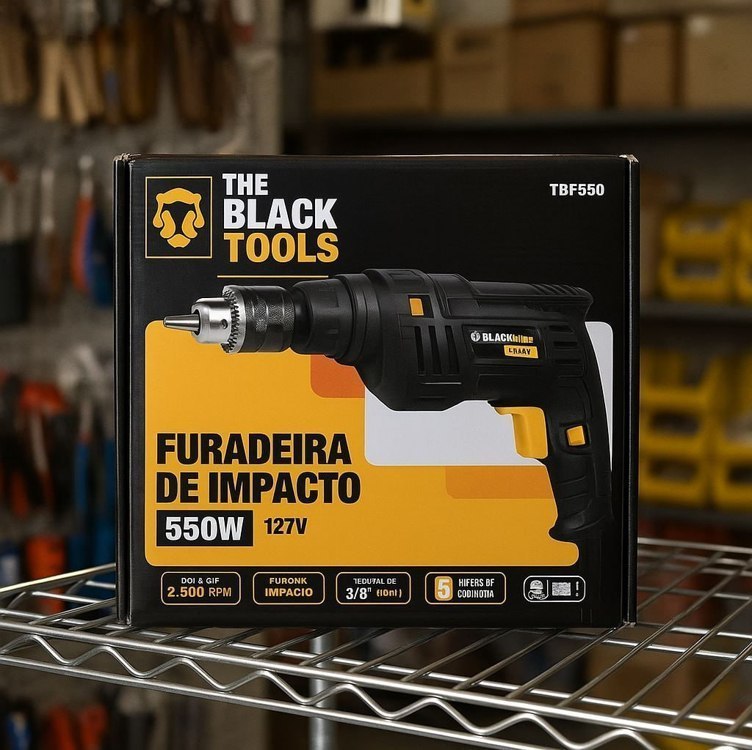 Furadeira Elétrica De Impacto 550w 3/8 10mm Profissional Tbf550 The Black Tools