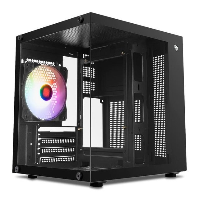➡️ GABINETE GAMER AQUÁRIO PICHAU ATOM, MINI-TOWER, LATERAL DE VIDRO, COM 1 FAN, PRETO, PG-AT...