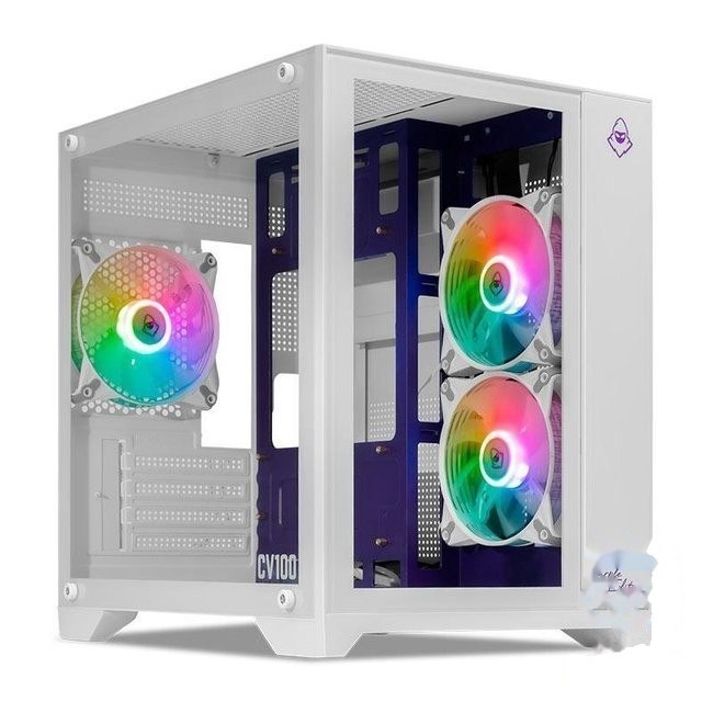 ⚠️ GABINETE GAMER MANCER CV100 PURPLE EDITION, MID-TOWER, COM 3 FANS, BRANCO, MCR-CV100-PEW