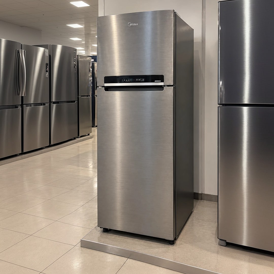 Geladeira com freezer inverter Midea Frost Free Duplex MDRT533EVD461 394L inox*