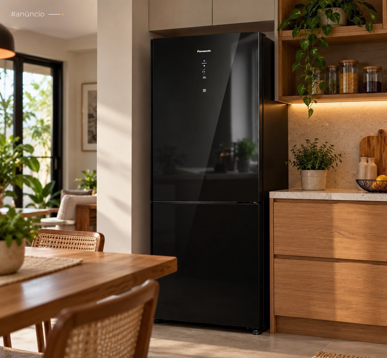 Geladeira Panasonic Inverse/Inverter 407L Black Glass 60cm (BB41)
