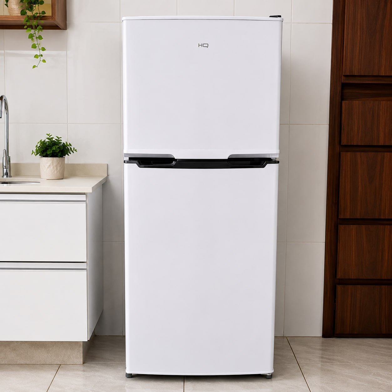Geladeira Refrigerador Compacto HQ 140L Duplex Defrost, Baixo Consumo A+++ Branco HQ-140RDF