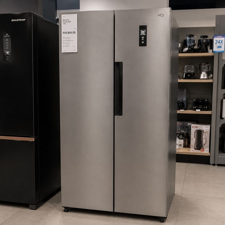 ⚠️ Geladeira Refrigerador HQ Frost Free Side By Side 460 Litros Cinza HQ-460SBSFF