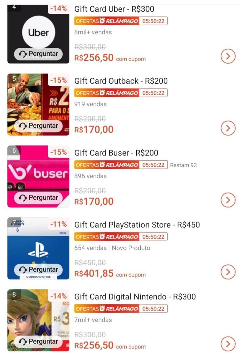 ⚠️ GIFT CARD COM DESCONTO NA LIVE NO APP