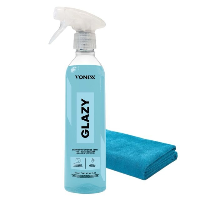 ⚠️ GLAZY VONIXX LIMPA VIDROS 4 EM 1 500ML + TOALHA MICROFIBRA