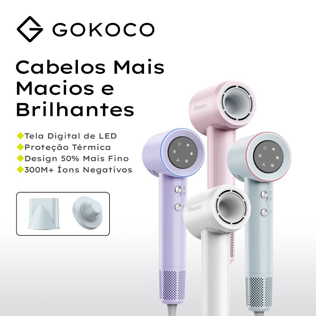 GOKOCO SECADOR DE CABELO DE ALTA VELOCIDADE SECADOR DE CABELO PROFISSIONAL 1500W ALTA VELOCI...