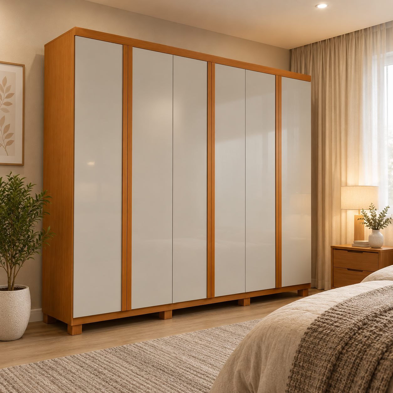 Guarda-roupa Casal 100% Mdf 6portas 2gav Multimóveis Cr35547 Bege