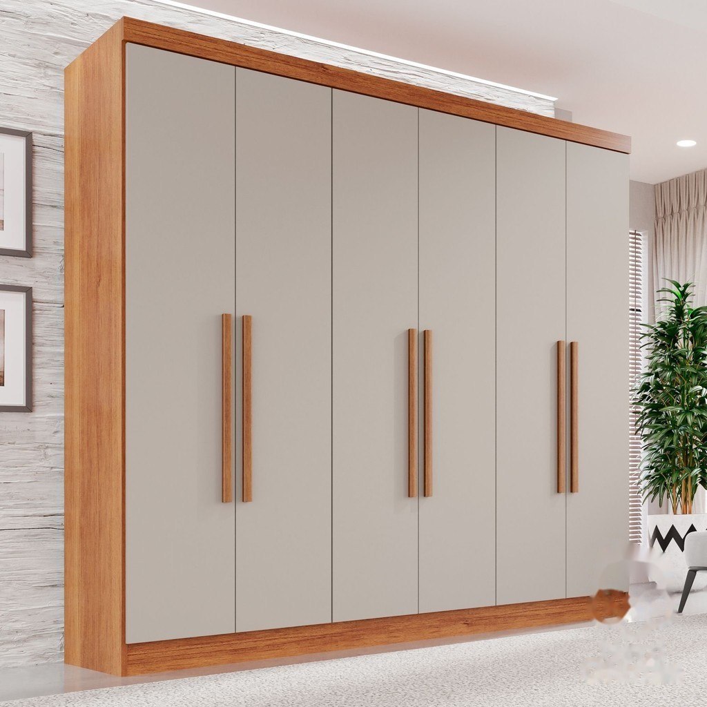 ➡️ GUARDA-ROUPA CASAL 6 PORTAS 2 GAVETAS FRANÇA CINAMOMO/OFF WHITE