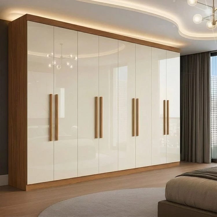 Guarda Roupa Casal 8 Portas 4 Gavetas Paris Espresso Móveis Off White/Cinamomo Cinamomo/Off...