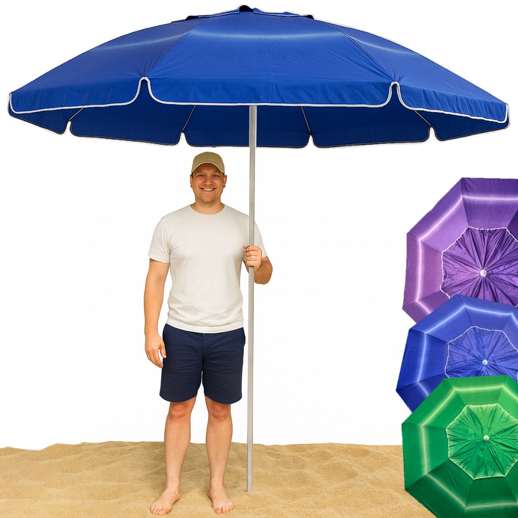 Guarda Sol Gigante 2,40m Uv Praia Piscina Respirável Verão Camping Incliável Reforçado Famíl...