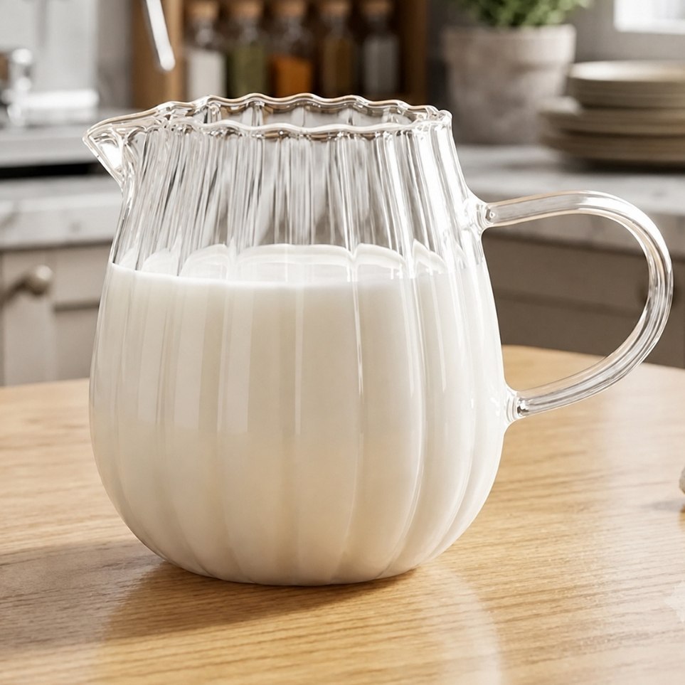 JARRA LEITEIRA DE VIDRO BOROSSILICATO LÓTUS 300ML HAUSKRAFT PARA CAFÉ E MESA POSTA