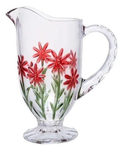 ⚠️ Jarra Red Flower 1,3l Cristal Ecológico Wolff