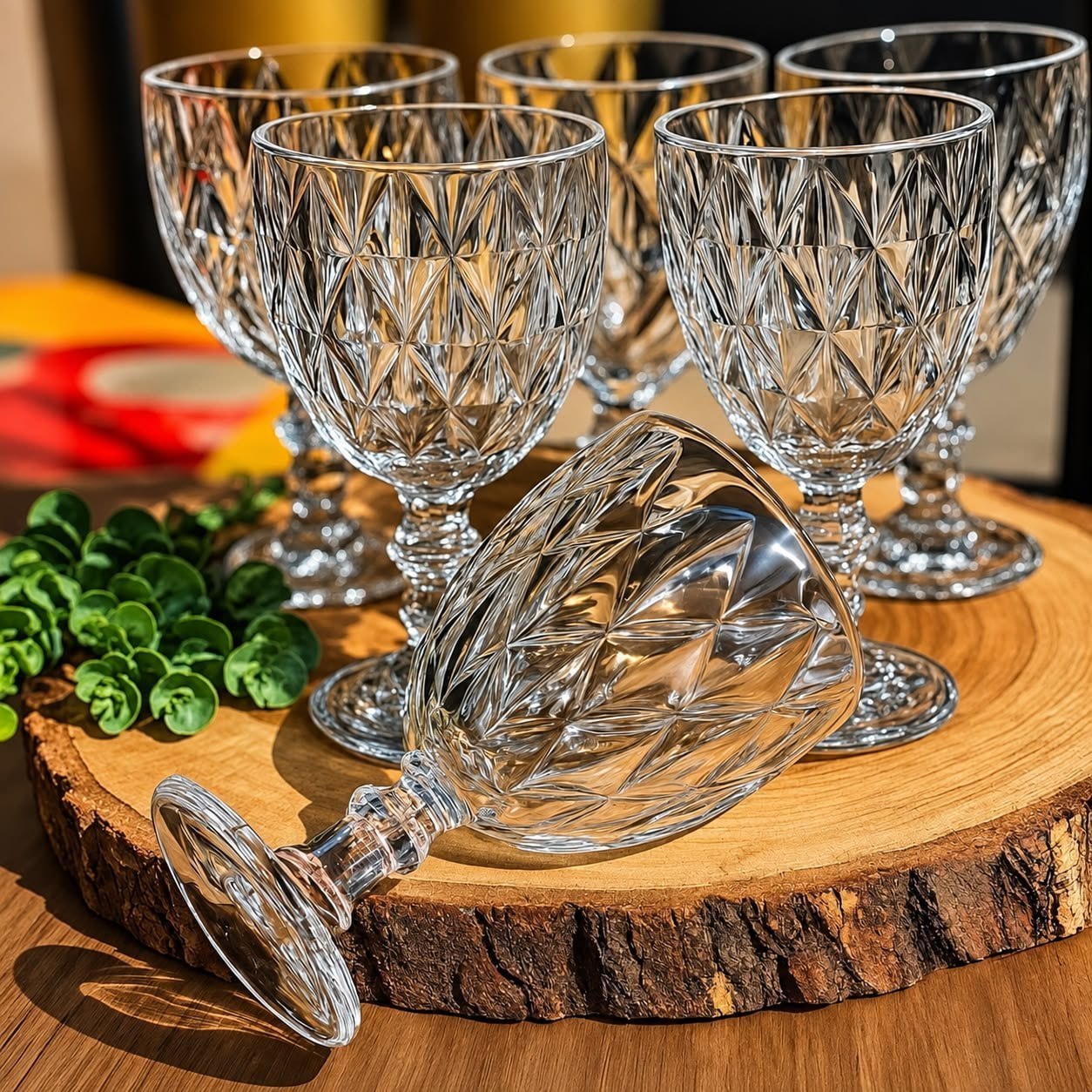 Jogo 6 Taças De Vidro Diamond Cristal 340 ML Luxo Elegante