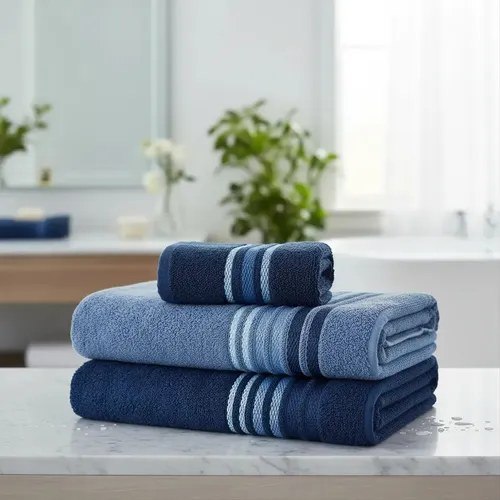 ➡️ Jogo De Banho E Rosto 4 Pçs 400g/m2 Dynamo Select Camesa Marinho Com Azul Liso