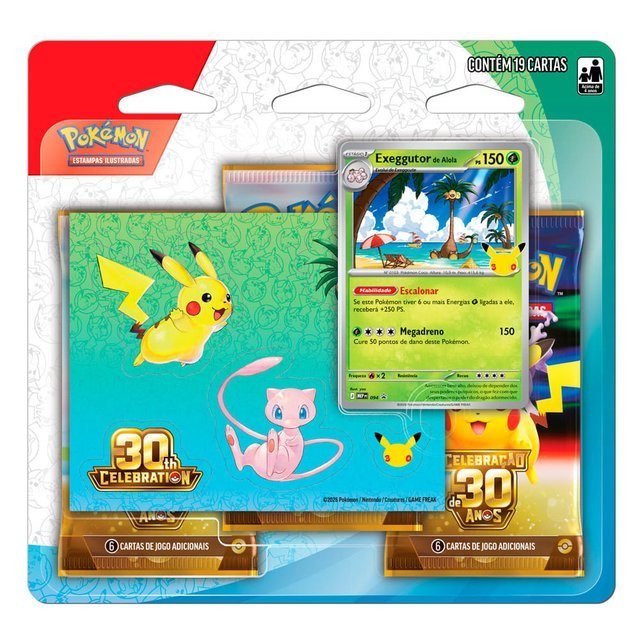 ➡️ JOGO DE CARTAS POKEMON BLISTER TRIPLO COM ADESIVO COPAG