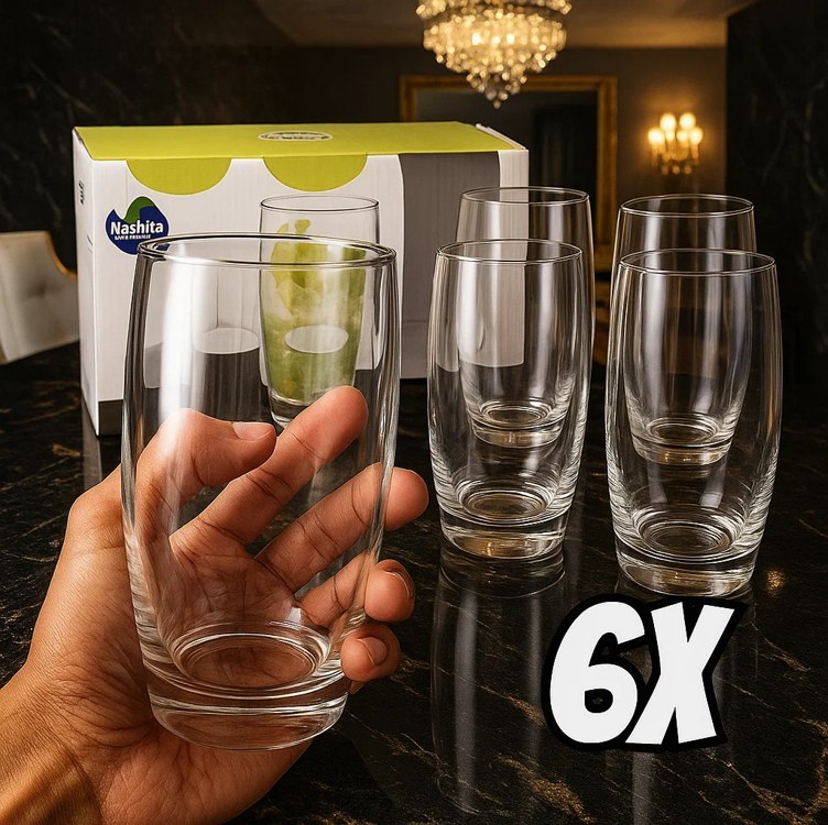 Jogo de Copos Nadir Oca Long Drink de Vidro Liso com 6 Peças 300ml