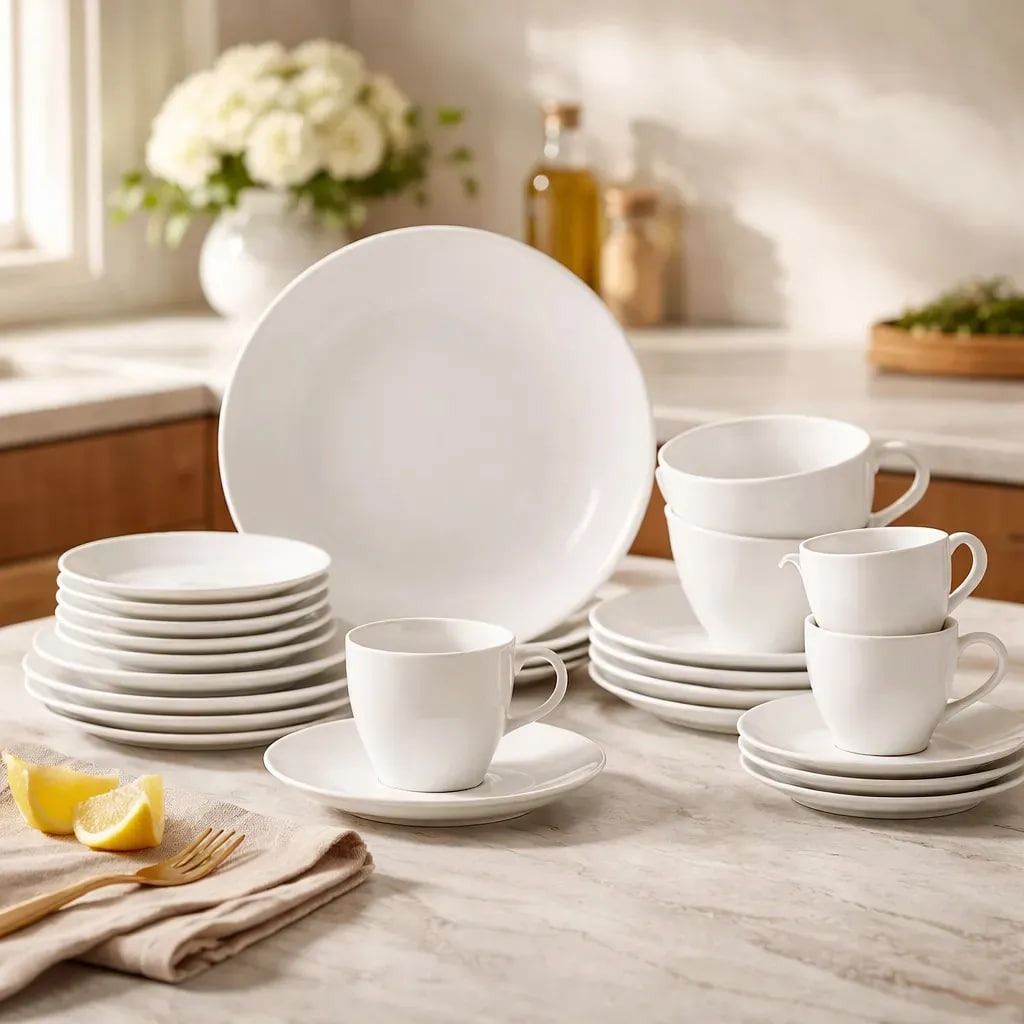 Jogo De Jantar Tramontina Porcelana Silvia 20 Peças Branco Lisa