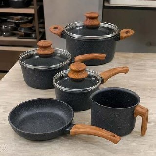 Jogo De Panelas Cerâmico Triplo Indução Vitrex Ecoglid 5 Peças Cor Preto Granito