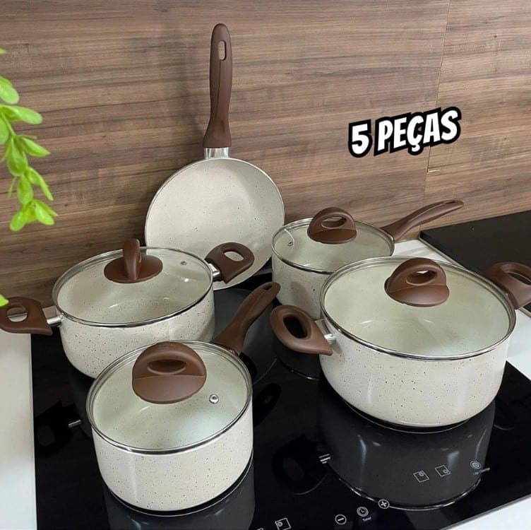 Jogo De Panelas Smart Plus Vanilla Indução Cerâmico 5peças Brinox (4774/101)