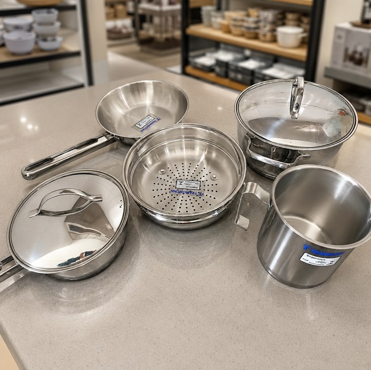 Jogo de Panelas Tramontina Allegra em Aço Inox com Fundo Triplo 5 Peças