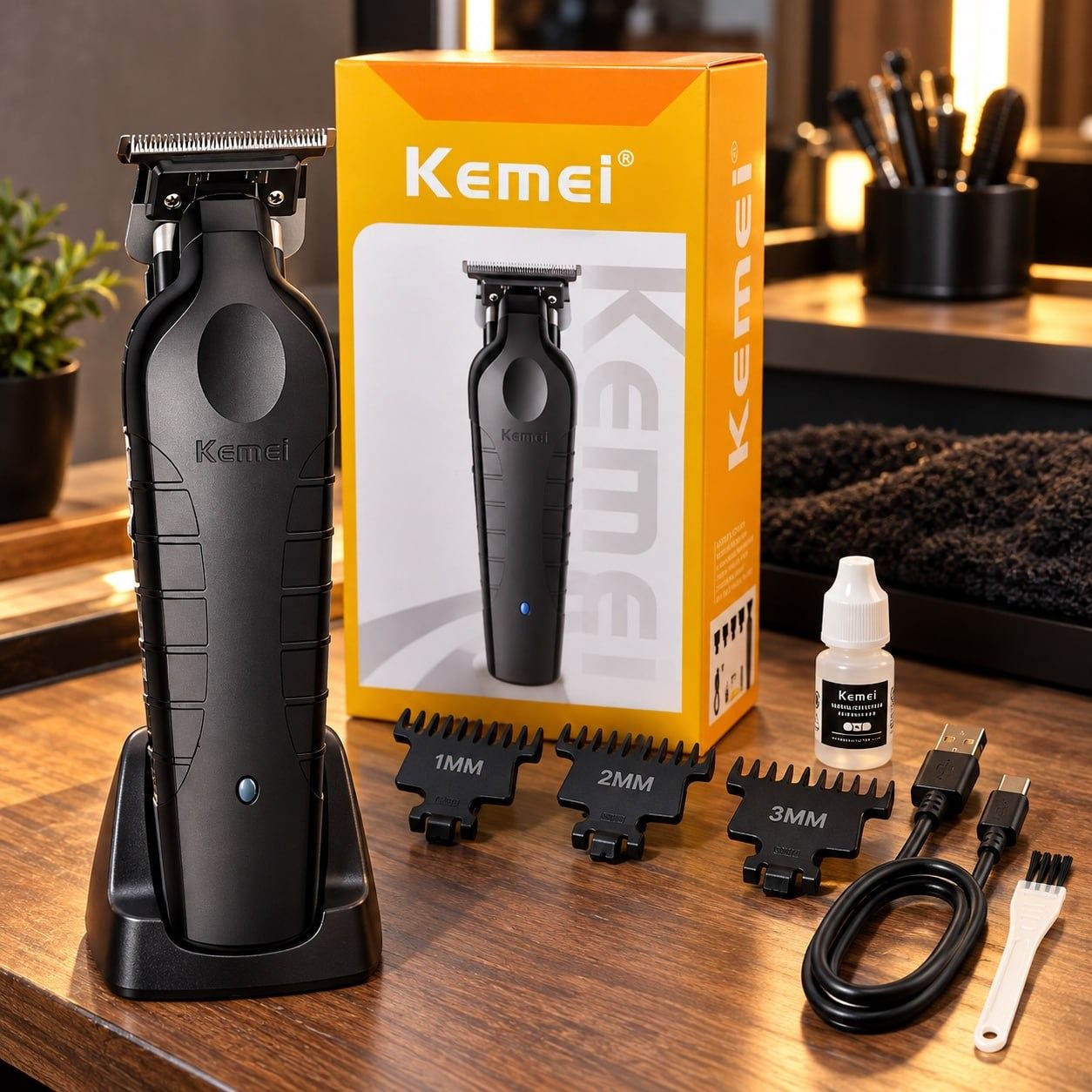 Kemei Maquina De Acabamento Km 2299 Profissional Cor Black*