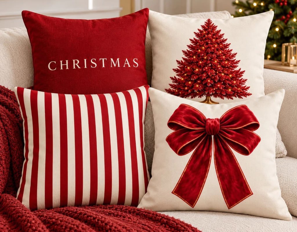 Kit 04 Capa De Almofada 45cm x 45cm Decorativa Natal Areia