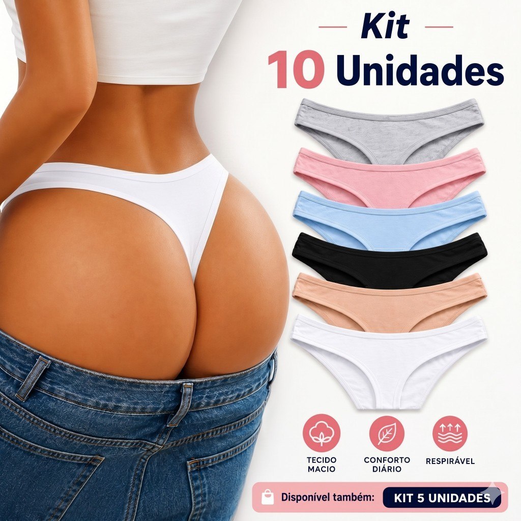 KIT 10 E 5 CALCINHA FEMININA CONFORTO FIO ALGODÃO CALSINHA MICROFIBRA