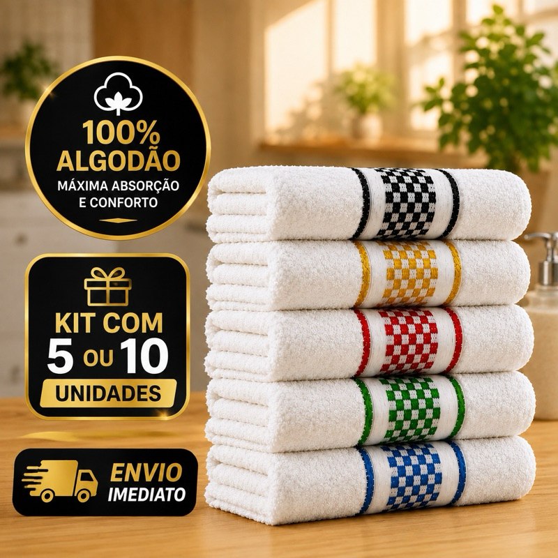 🔥 KIT 10 PANOS DE PRATO COPA PREMIUM JACQUARD ATOALHADO TOALHA DE COZINHA 45X70CM 100% ALGODÃO
