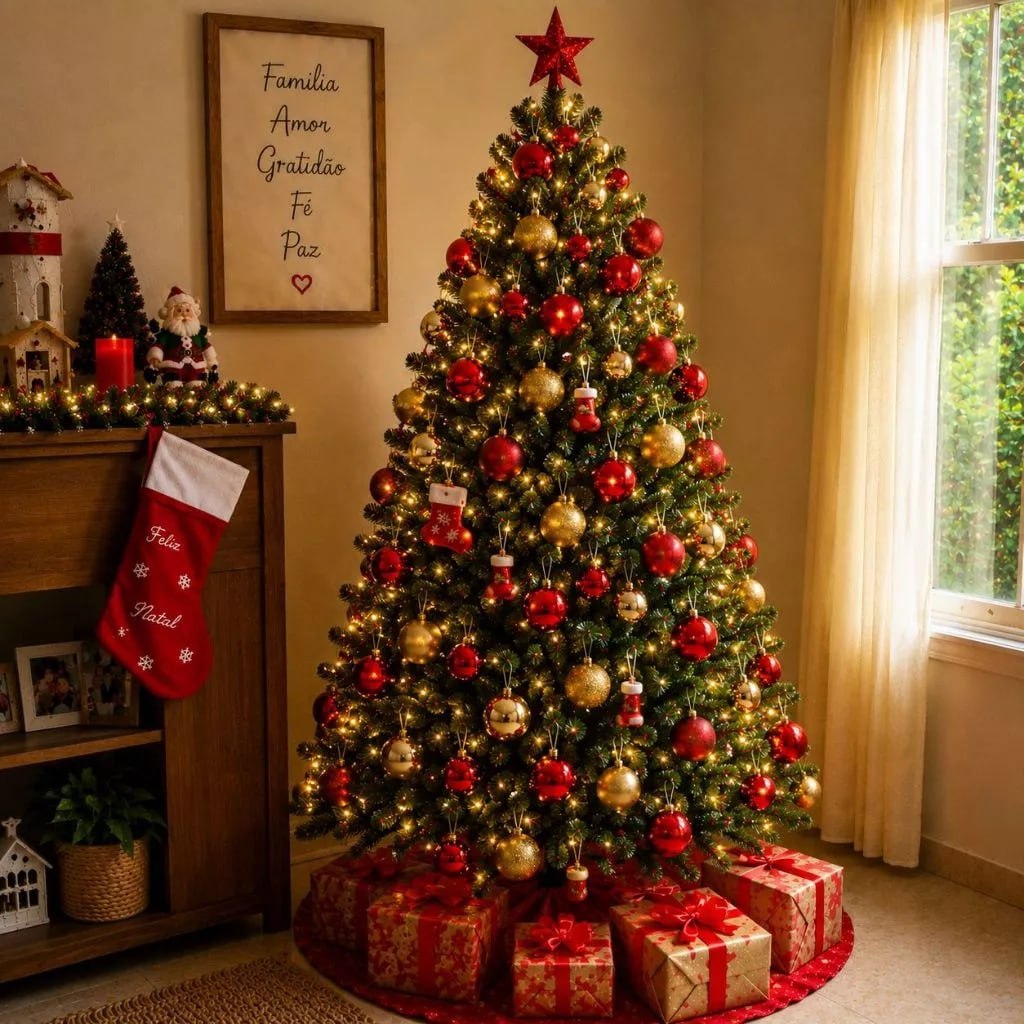 Kit 15-60 Bolas de Natal Medias 4cm Vermelho e Dourado – Enfeites Natalinos Bolinhas de Natal