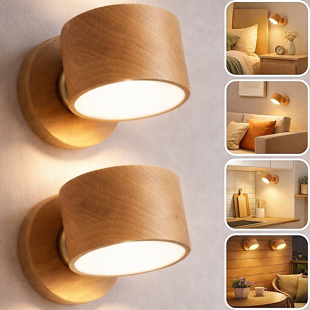 🔥 KIT 2 ARANDELA LED RECARREGÁVEL PAREDE ABAJUR CABECEIRA LUZ QUARTO USB INTERNA BANHEIRO CO...