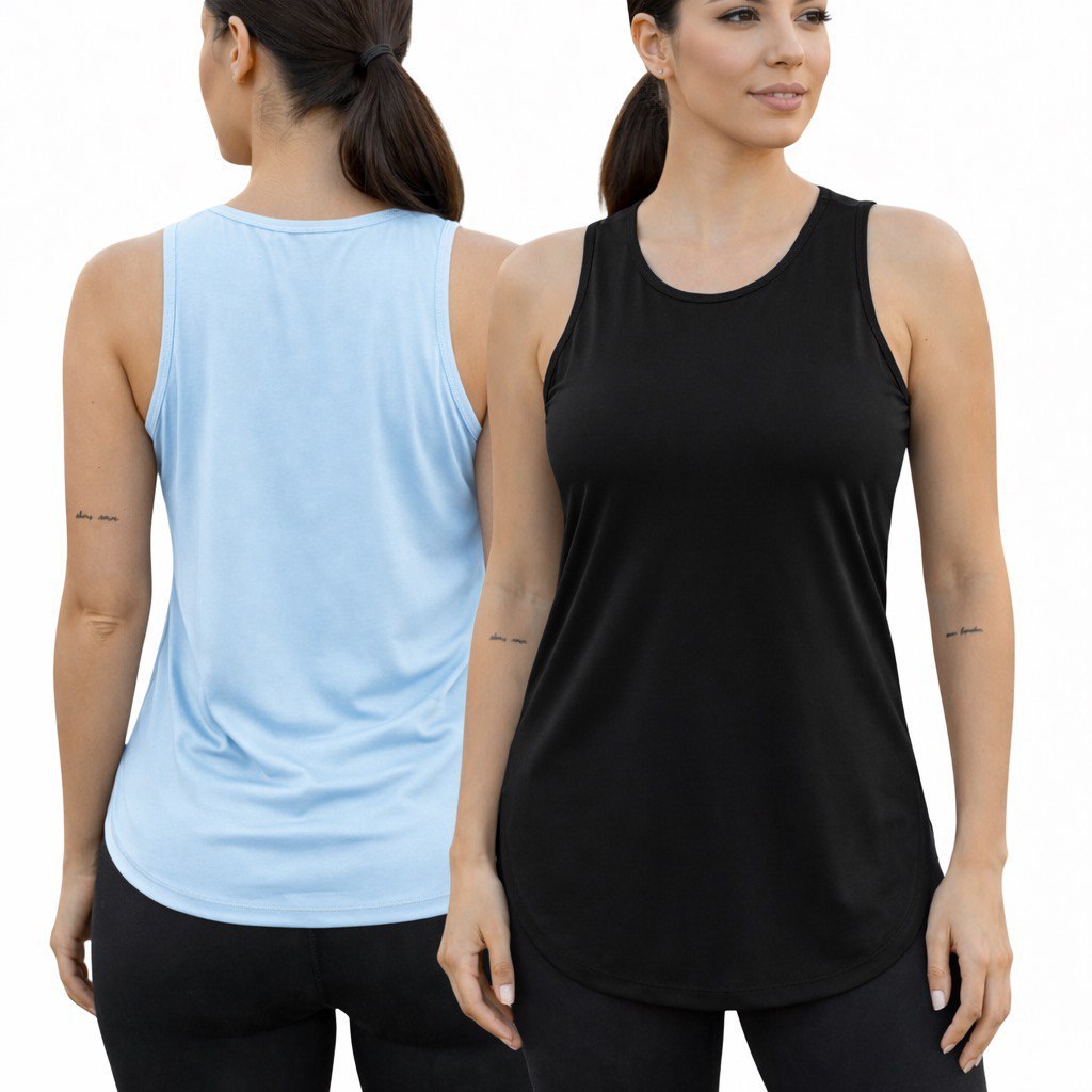 Kit 2 Blusas Regata Feminina Dry Fit Tapa Bumbum Fitness Academia Treino Caminhada Macia Pro...