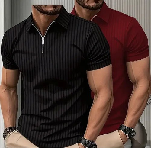 ⚠️ Kit 2 Camiseta Polo Manga Curta Com Ziper Masculina Canelada
