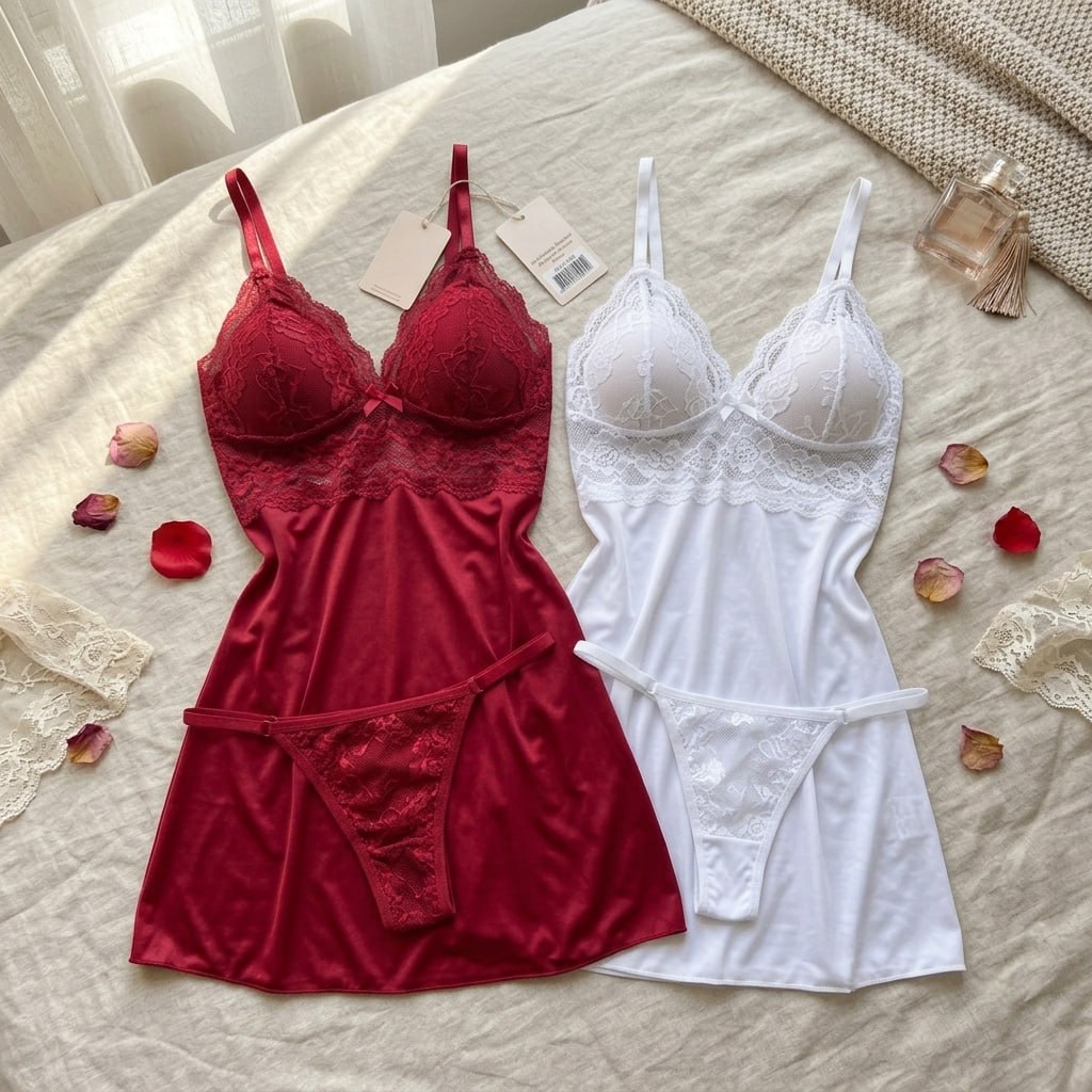 Kit 2 Camisola Sem Bojo Com Calcinha Renda Pijama Baby