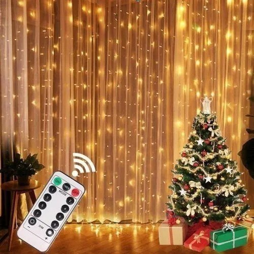 Kit 2 Cortina 300 Leds 3x3 Metros Festa Casamento Eventos Natal Branco Amarelo