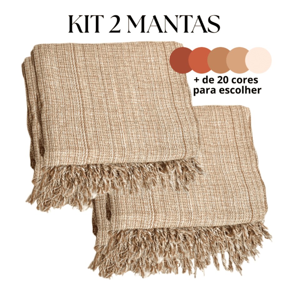 Kit 2 Mantas Decorativas Para Sofá Luxuosa Tamanho 210X120 Tecido 100% Algodão Casa Nova Ele...