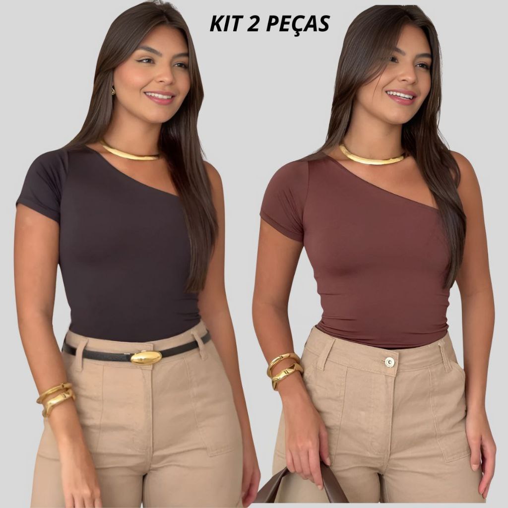 Kit 2 Ou 1 Unidade Blusa Feminina Mula Manca Suplex com Forro – Moda Blogueira Conforto e Es...