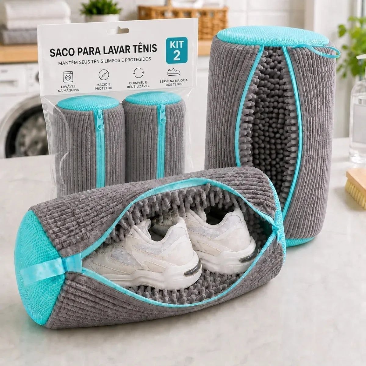 Kit 2 Sacos Para Lavar Tênis E Sapatos Em Máquina De Lavar*