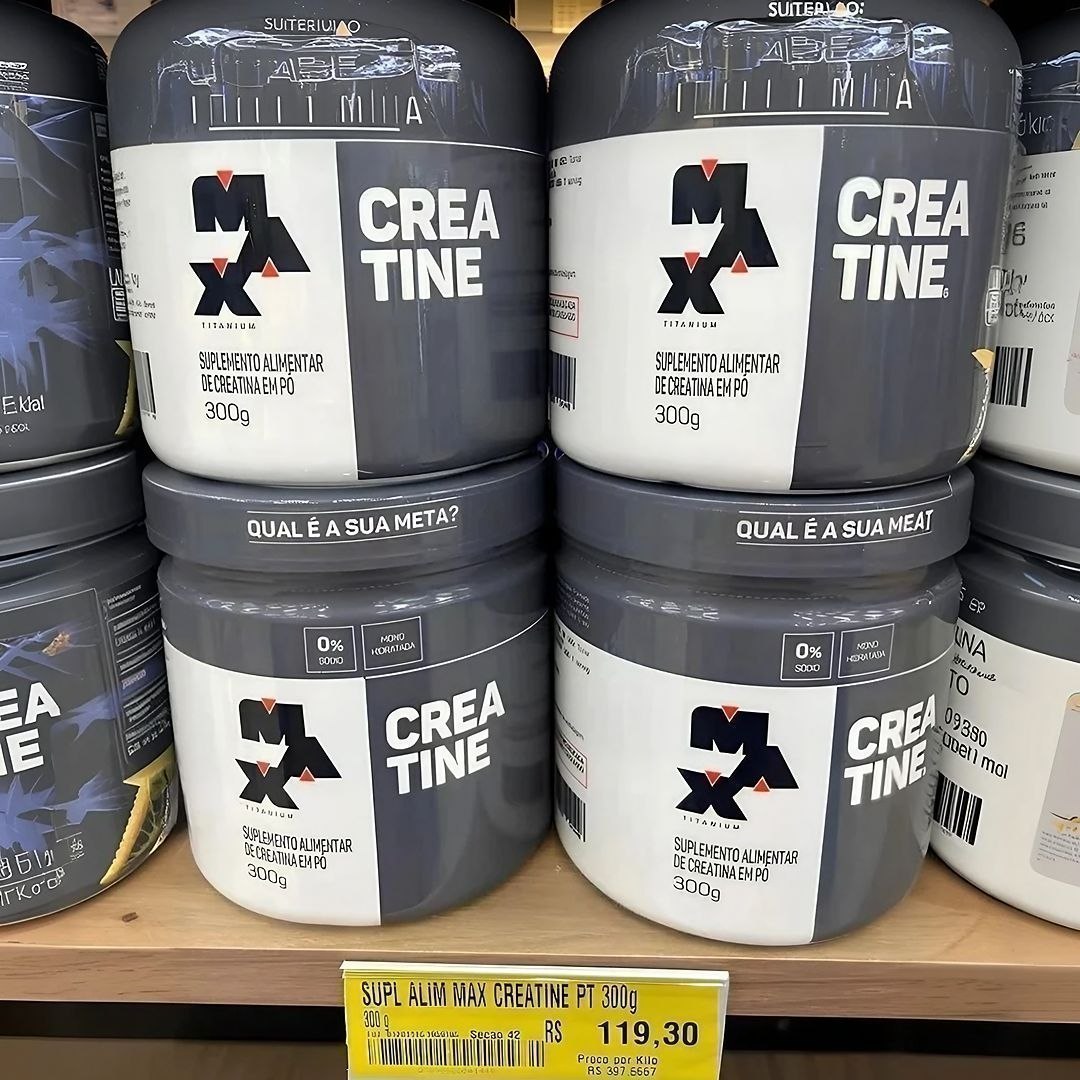 Kit 2x Creatina 300g Max Titanium Monohidratada em Pó Sem Sabor