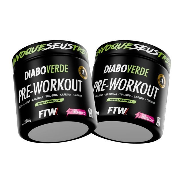 ⚠️ KIT 2X PRÉ TREINO DIABO VERDE PRE-WORKOUT 150G FTW