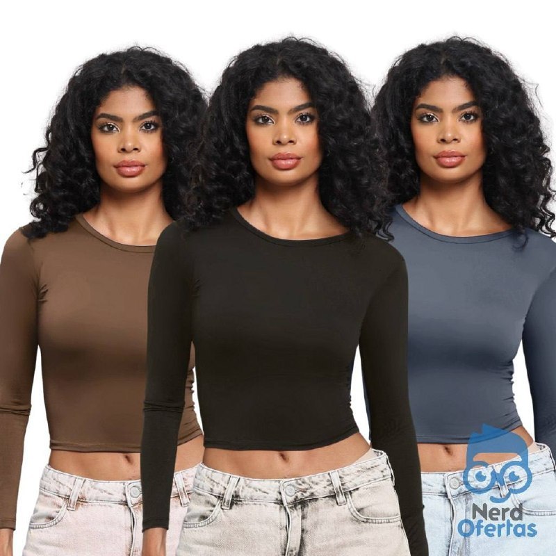 ⚠️ KIT 3 BLUSAS FEMININA DE MANGA LONGA