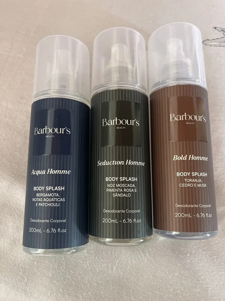 Kit 3 Body Splash Masculino Homme Desodorante Barbours 200ml
